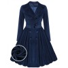 Pre-Sale Plus Size Navy Blue  Velvet Long Coat