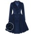 Pre-Sale Plus Size Navy Blue  Velvet Long Coat