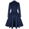 Navy Blue  Velvet Long Coat