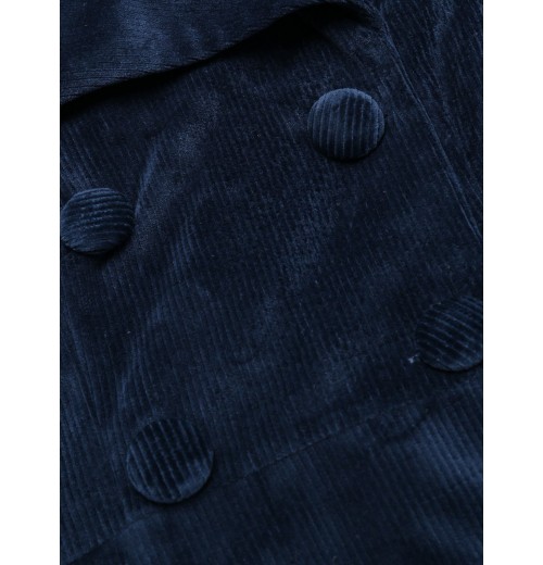 Navy Blue  Velvet Long Coat