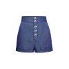 Denim Blue  Solid Buttons Shorts