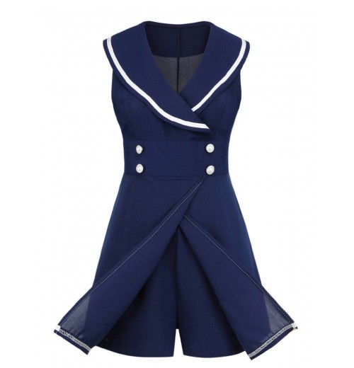 Navy Blue  Sailor Collar Romper