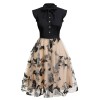 Black  Butterfly Patchwork Vintage Dress