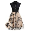 Black  Butterfly Patchwork Vintage Dress