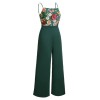 Green  3D Floral Strap Patchwork Jumpsuit