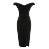 2PCS Black  Solid Dress & Plush Cape