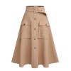 Khaki  Big Pockets Button Skirt