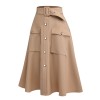 Khaki  Big Pockets Button Skirt