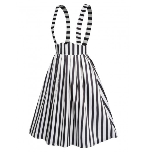 Black & White  Stripes Suspender Skirt