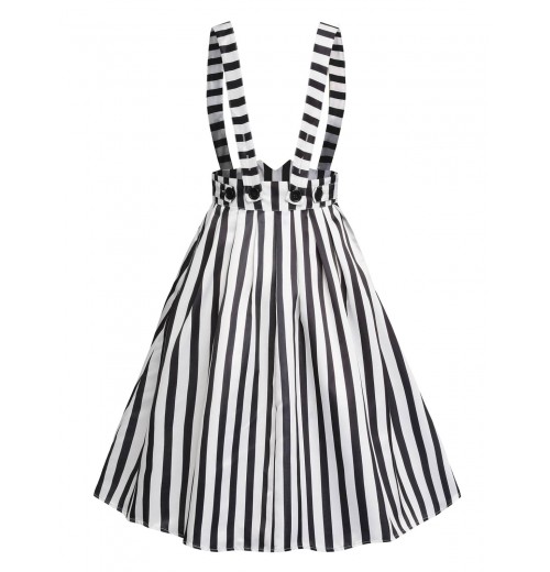 Black & White  Stripes Suspender Skirt