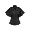 2PCS  Black Solid Blouse & Suspender Skirt