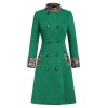 Green  Leopard Patchwork Button Coat