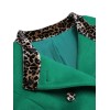 Green  Leopard Patchwork Button Coat