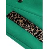 Green  Leopard Patchwork Button Coat