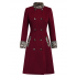 Wine Red  Leopard Patchwork Button Coat