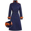 Navy Blue  Patchwork Button Coat