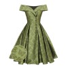 Green  Off-Shoulder Vintage Dress