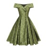 Green  Off-Shoulder Vintage Dress