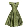 Green  Off-Shoulder Vintage Dress