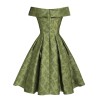 Green  Off-Shoulder Vintage Dress