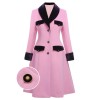 Pink  Velvet Patchwork Button Coat