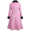 Pink  Velvet Patchwork Button Coat