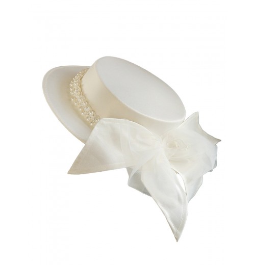 White  Pearl Bow Knot Hat