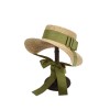  Green Ribbon Raffia Sun Hat