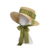  Green Ribbon Raffia Sun Hat