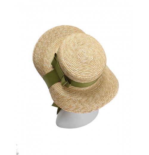  Green Ribbon Raffia Sun Hat