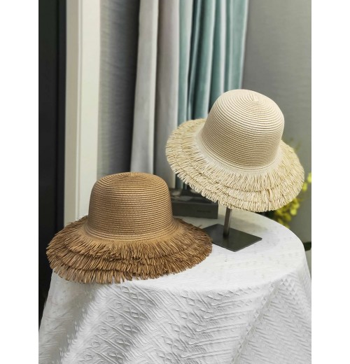  Solid Tassel Raffia Sun Hat