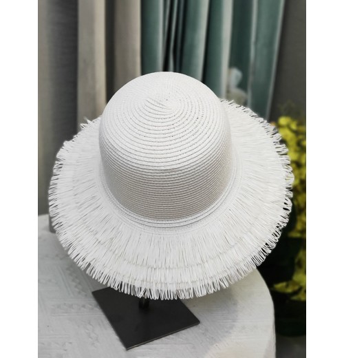  Solid Tassel Raffia Sun Hat