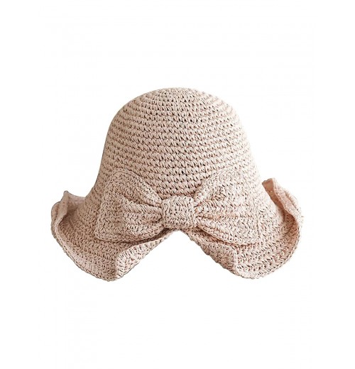  Solid Bowknot Raffia Sun Hat