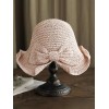  Solid Bowknot Raffia Sun Hat