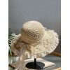 Beige Hand-made Lace Bow Sun Hat