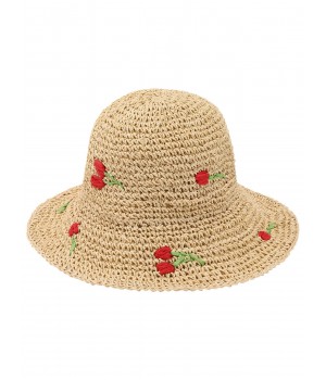 Beige  Rose Straw Sun Hat