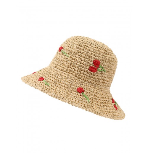 Beige  Rose Straw Sun Hat