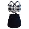  Plaid Criss Cross Pleated Bikini