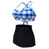  Plaid Criss Cross Pleated Bikini