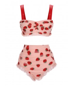  Lace Strawberry Cami Tankini Set