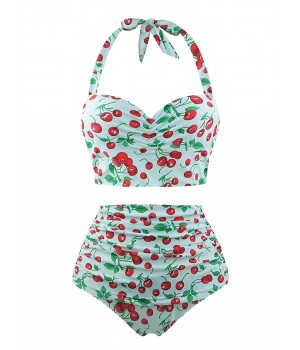   Cherry Summer Halter Swimsuit