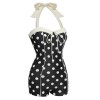 Black  Polka Dots Halter Swimsuit