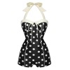 Black  Polka Dots Halter Swimsuit