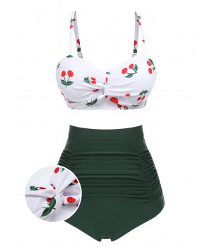 2PCS  Cherry Halter Bikini Set