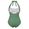 Green  Peony Halter One-Piece Swimsuit