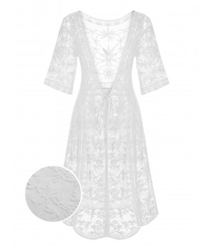 White  Lace V-neck Wrap Cover-up