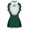 Green  Sleeveless Backless Halter Swimsuit