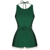 Green  Sleeveless Backless Halter Swimsuit