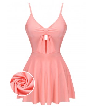 Pink  Bow Halter One-piece Swimsuit