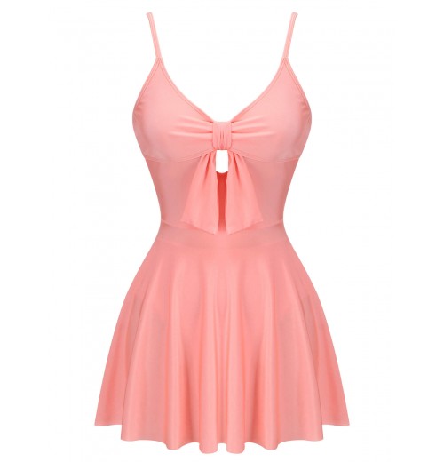 Pink  Bow Halter One-piece Swimsuit